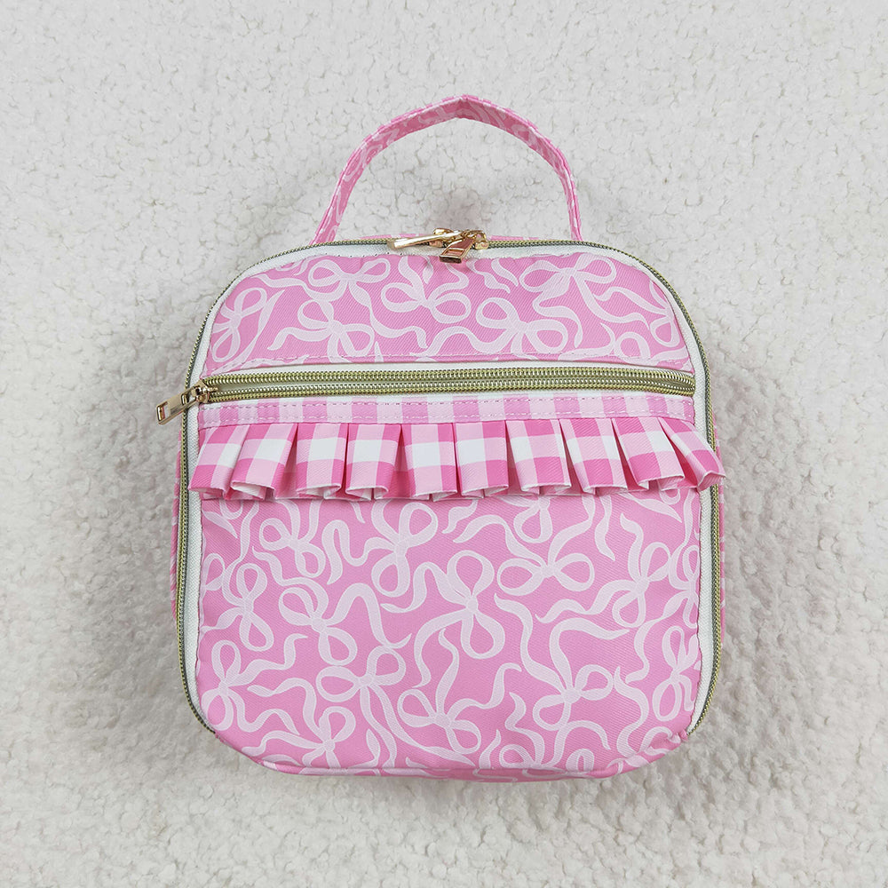 Sibling Baby Girls Pink Bows Ruffle School Bags Lunch Boxes
