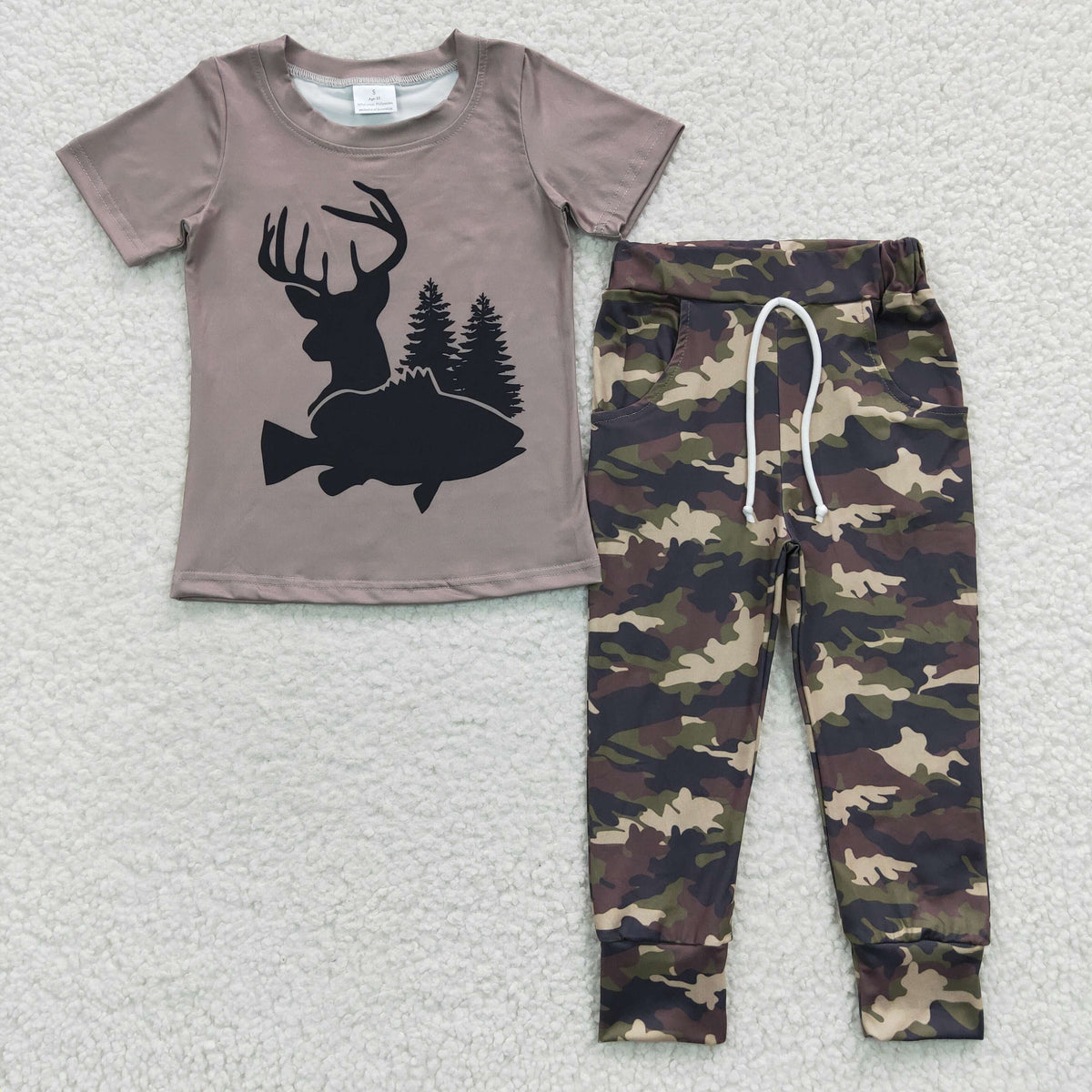 boys deer tops Camo bottoms sets BSPO0108