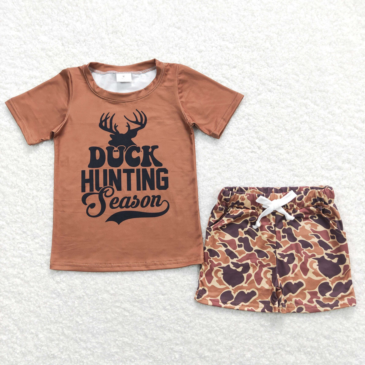 BSSO0340 baby boy clothes duck hunting camo summer shorts set