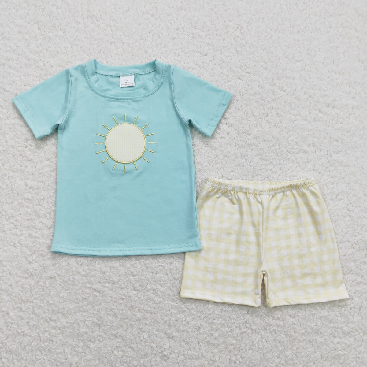 BSSO0614 baby boy clothes embroidery sunny toddler boy summer outfit 3-6M to 7-8T