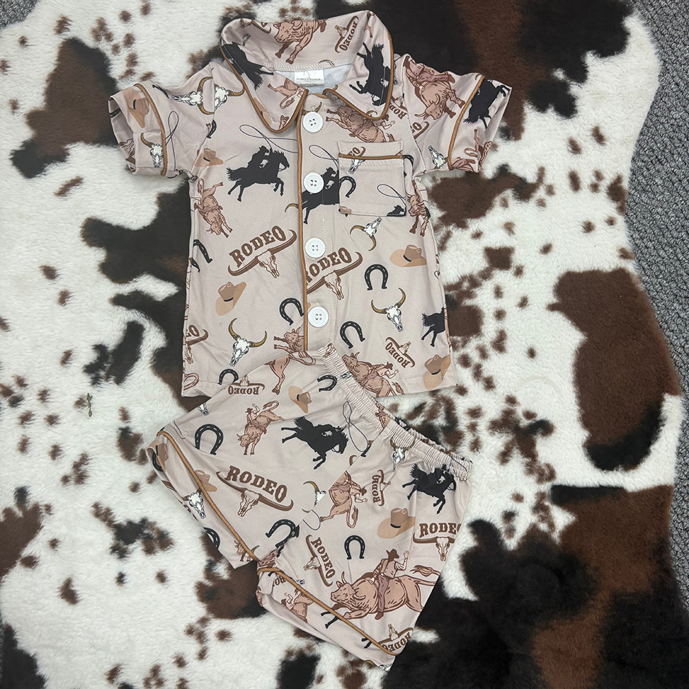 BSSO0761 baby boy clothes rodeo summer pajamas outfit