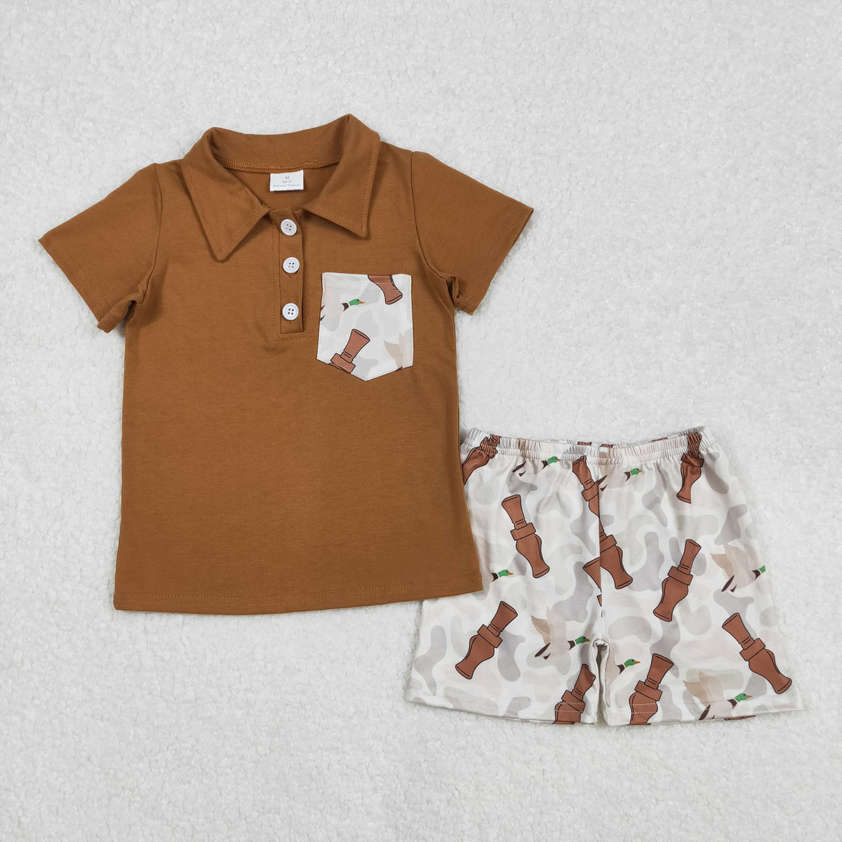 Sibling Baby Boys Deer Aztec Print Button Polo Shirts Pockets Short Western Set