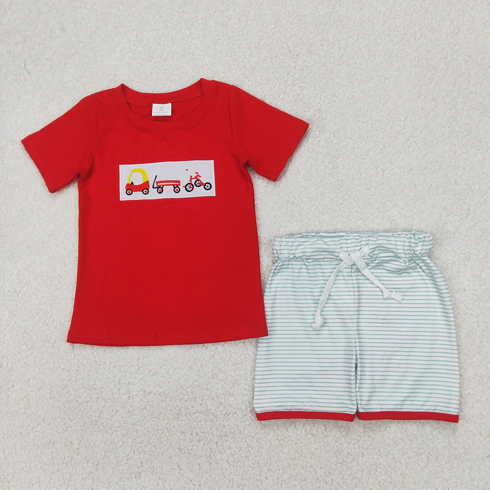 Sibling Embroidery Baby Girls Boys Trucks Summer Outfits Clothes Sets