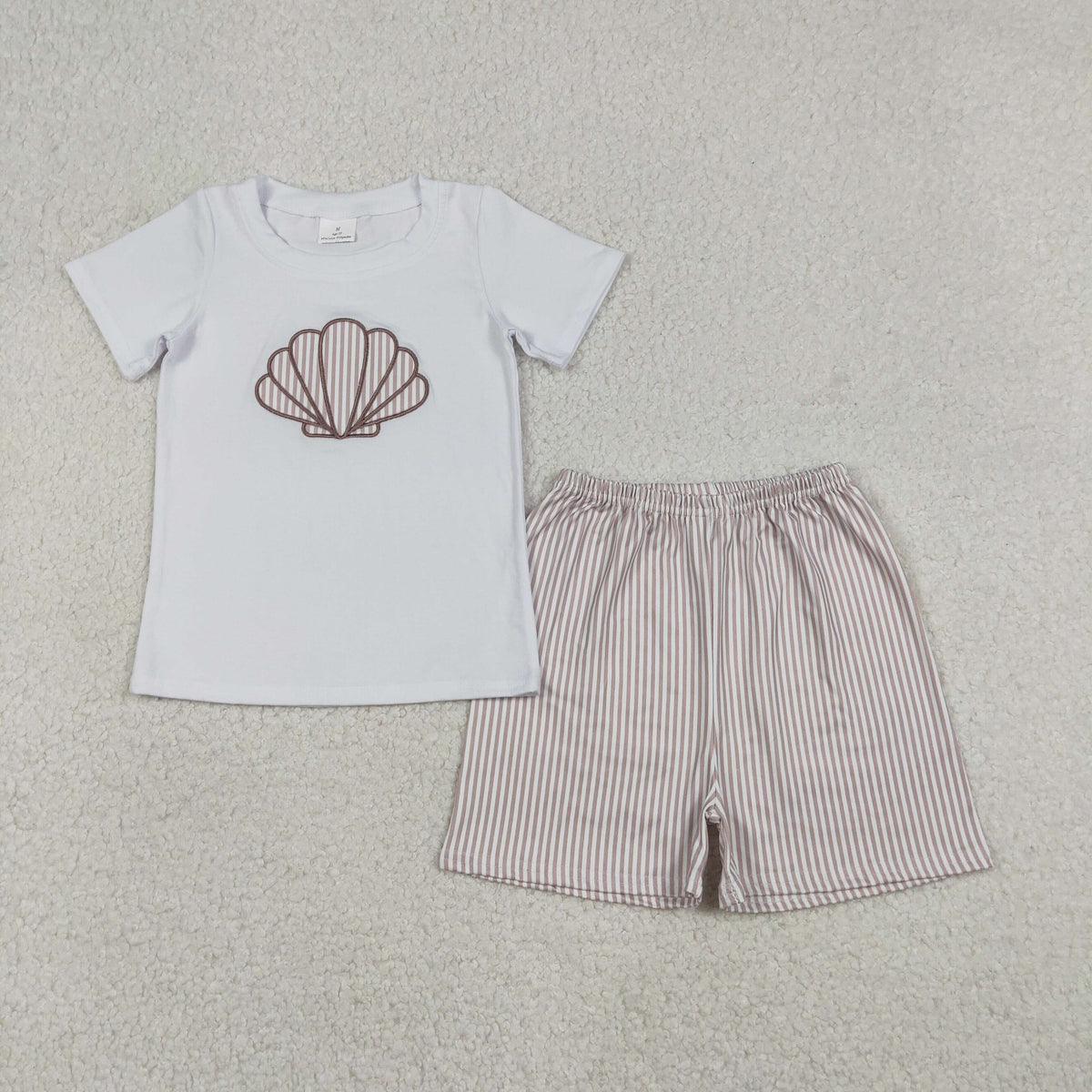 BSSO1608 Baby Boys Embroidery Stripe Shells Top Shorts Clothes Sets