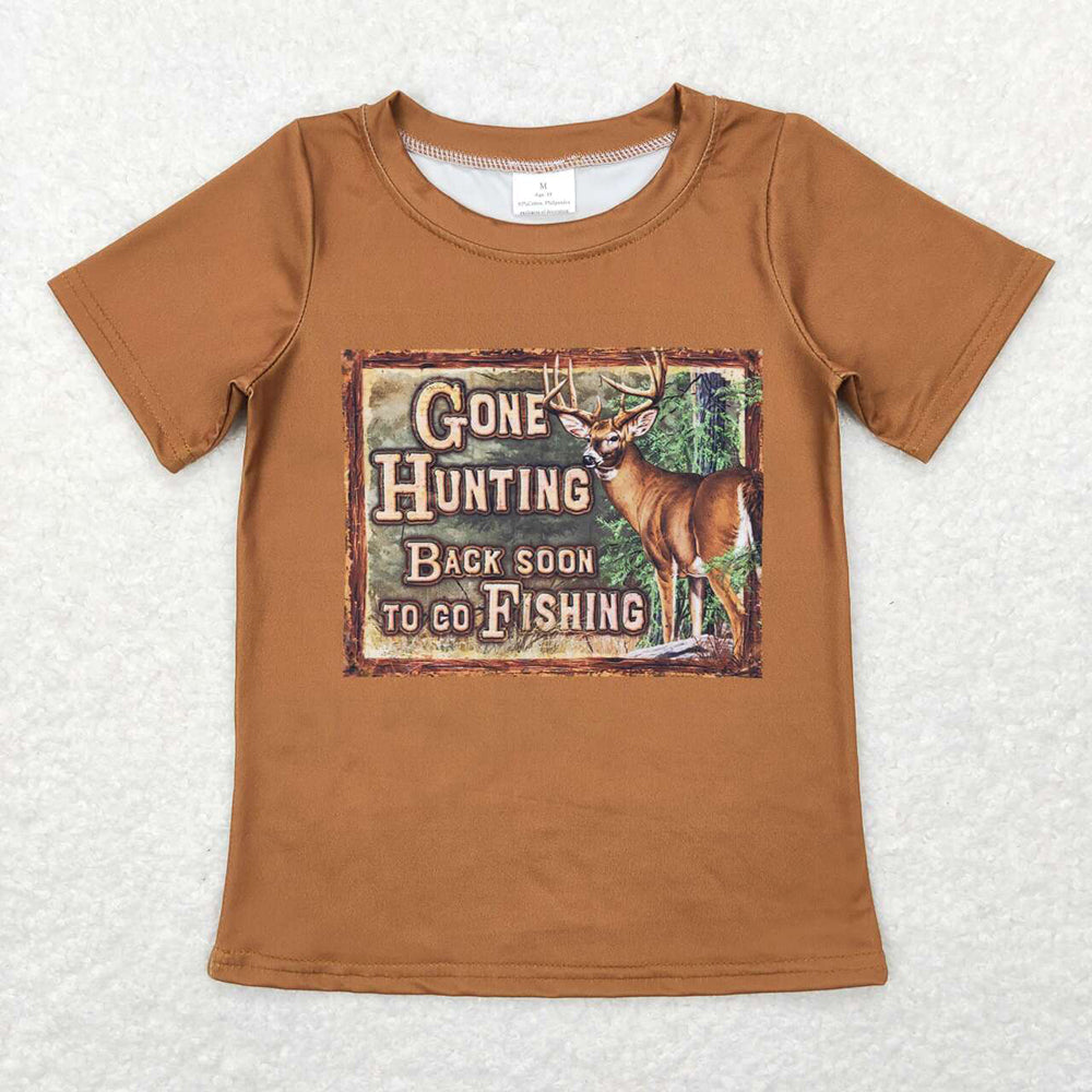 BT0424 toddler boy clothes gone hunting deer summer tshirt