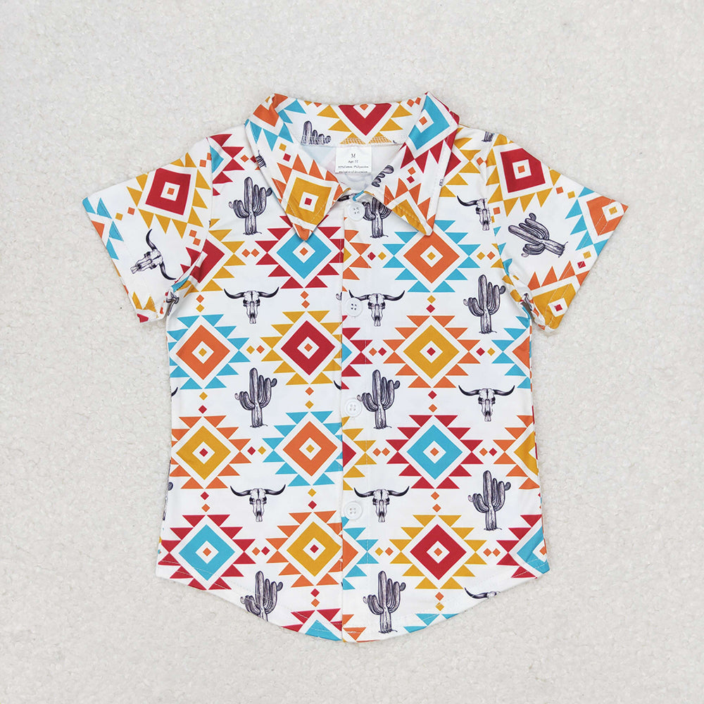 BT0550 boy clothes boy aztec geometric cactus summer top