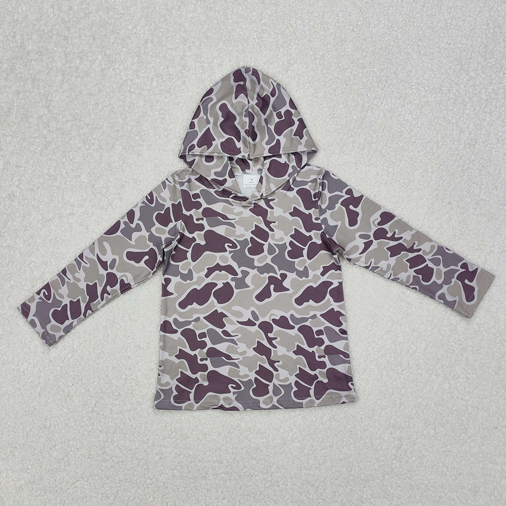 BT0923 Kids Grey Camouflage Camo Hoodie Long Sleeve Tops