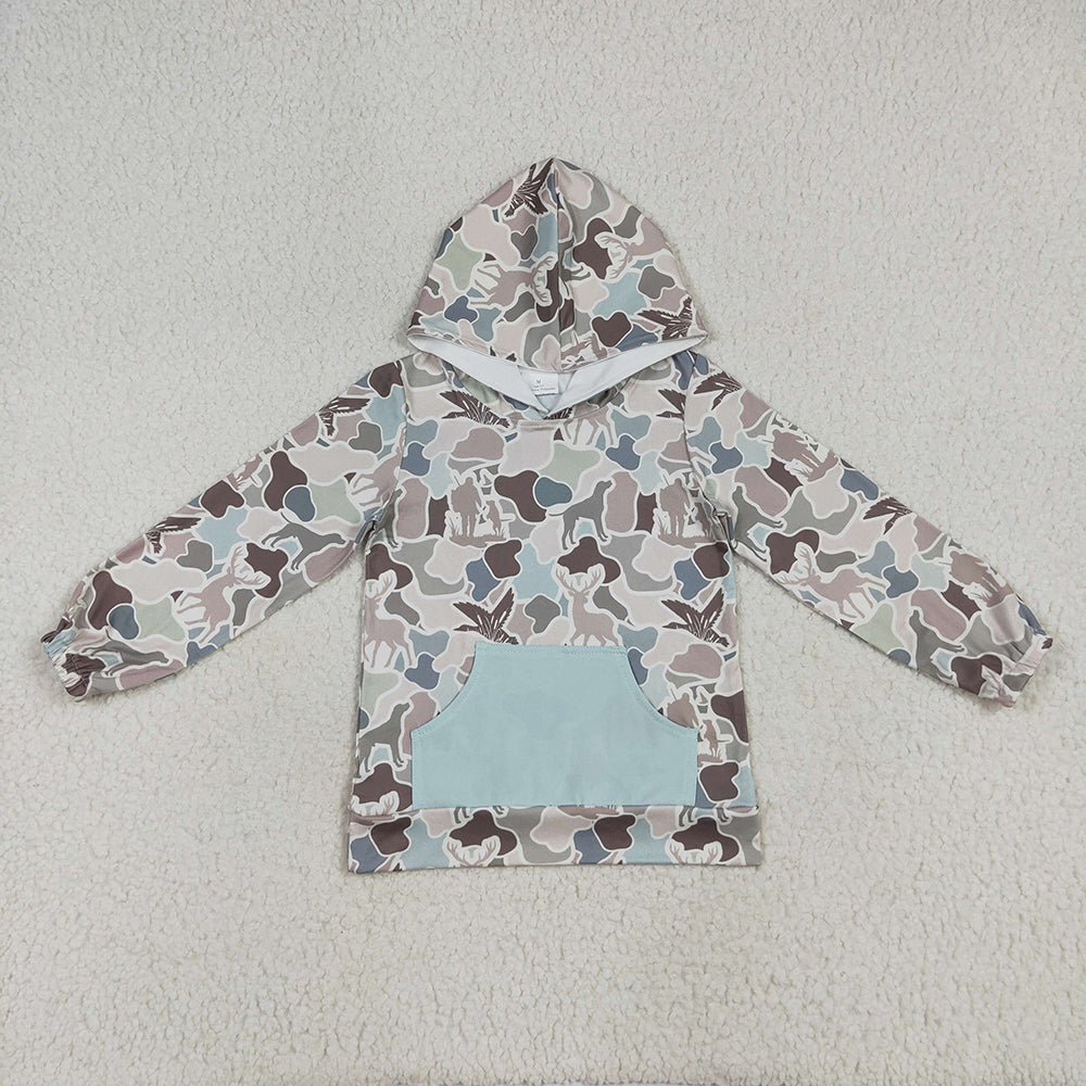 Sibling Baby Boys Hunting Ducks Pocket Hoodies Tops