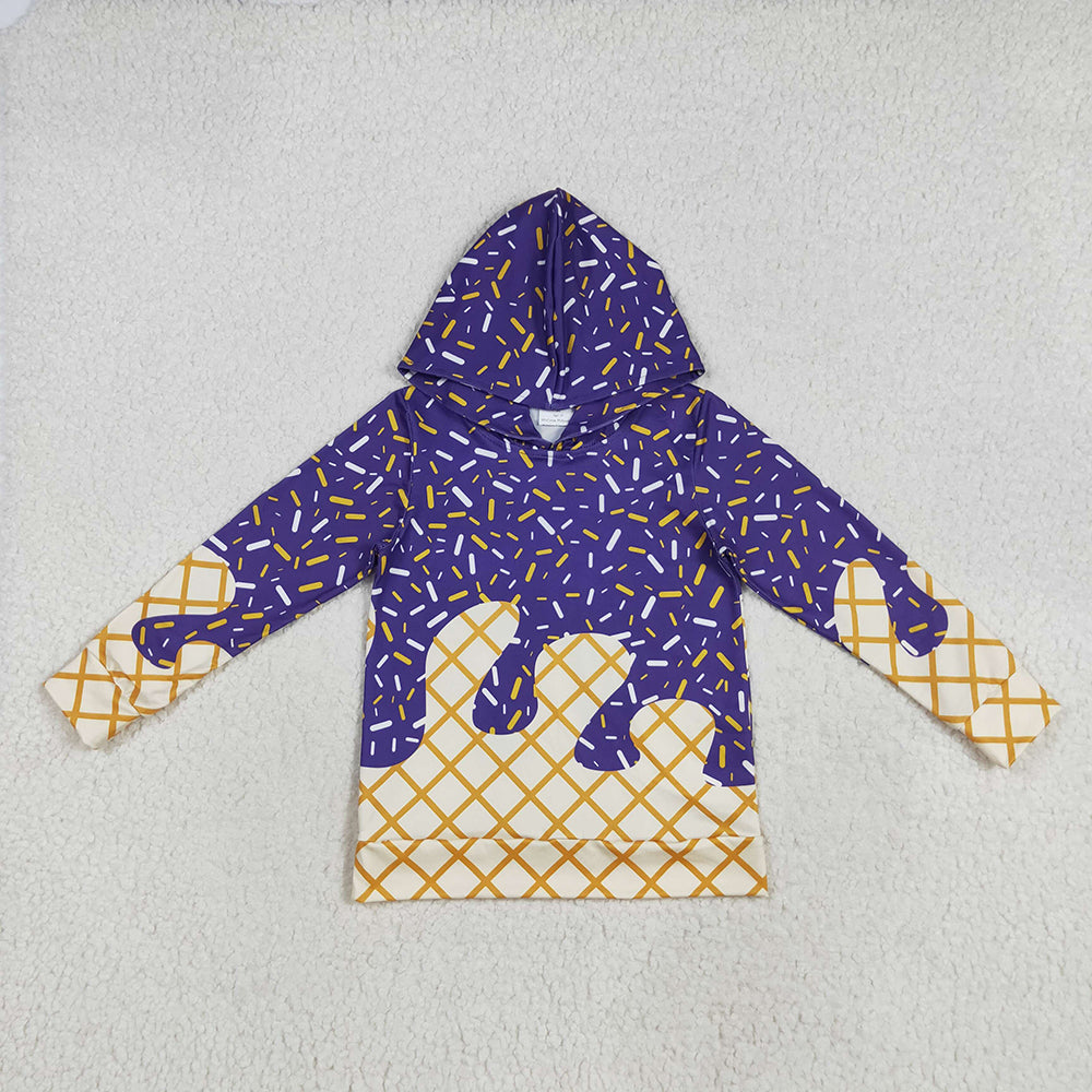 BT1276 toddler baby kids clothes purple drips sprinkles hooded tops