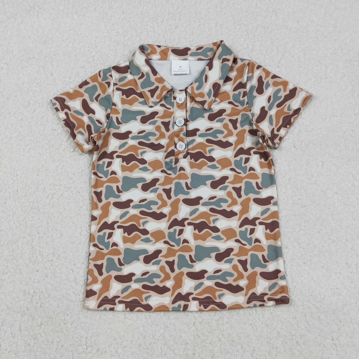 Sibling Baby Boys Short Sleeve Southern Hunting Camo Button Polo Shirts Top