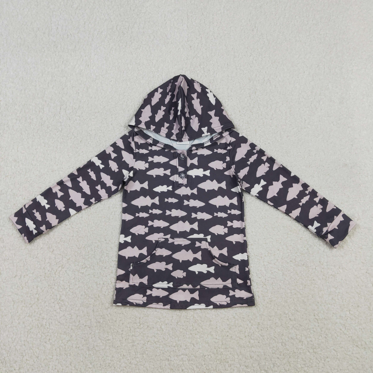 BT1545 Baby Boys Long Sleeve Fishing Hunting Button Pockets Hoodies Top