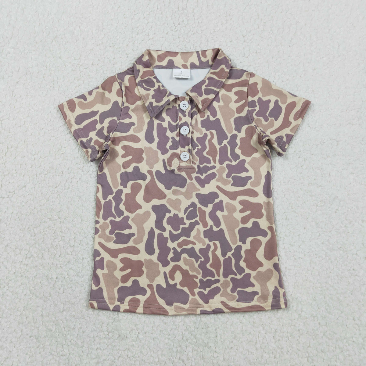 BT1699 Baby Boys Short Sleeve Southern Khaki Camo Button Polo Shirts Top