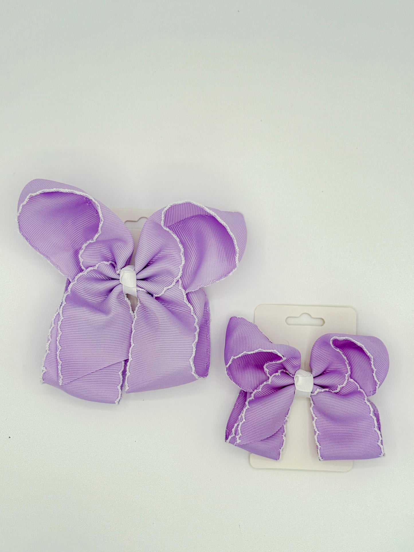 White Lace Trim Hair Bows