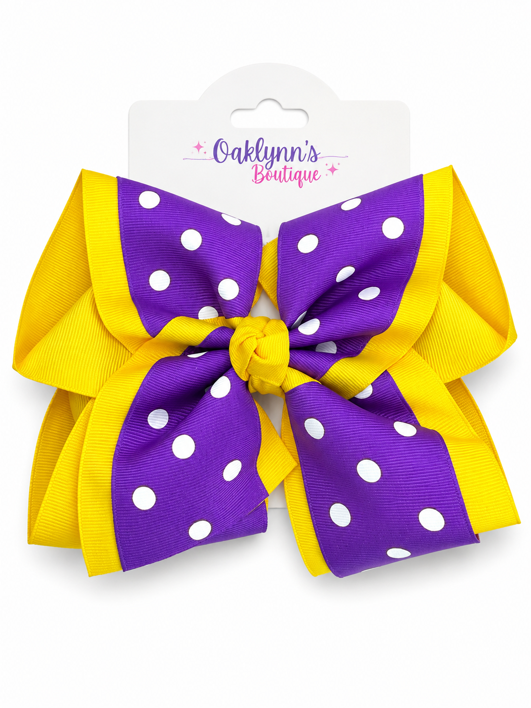 Purple polka dot & Gold Bow