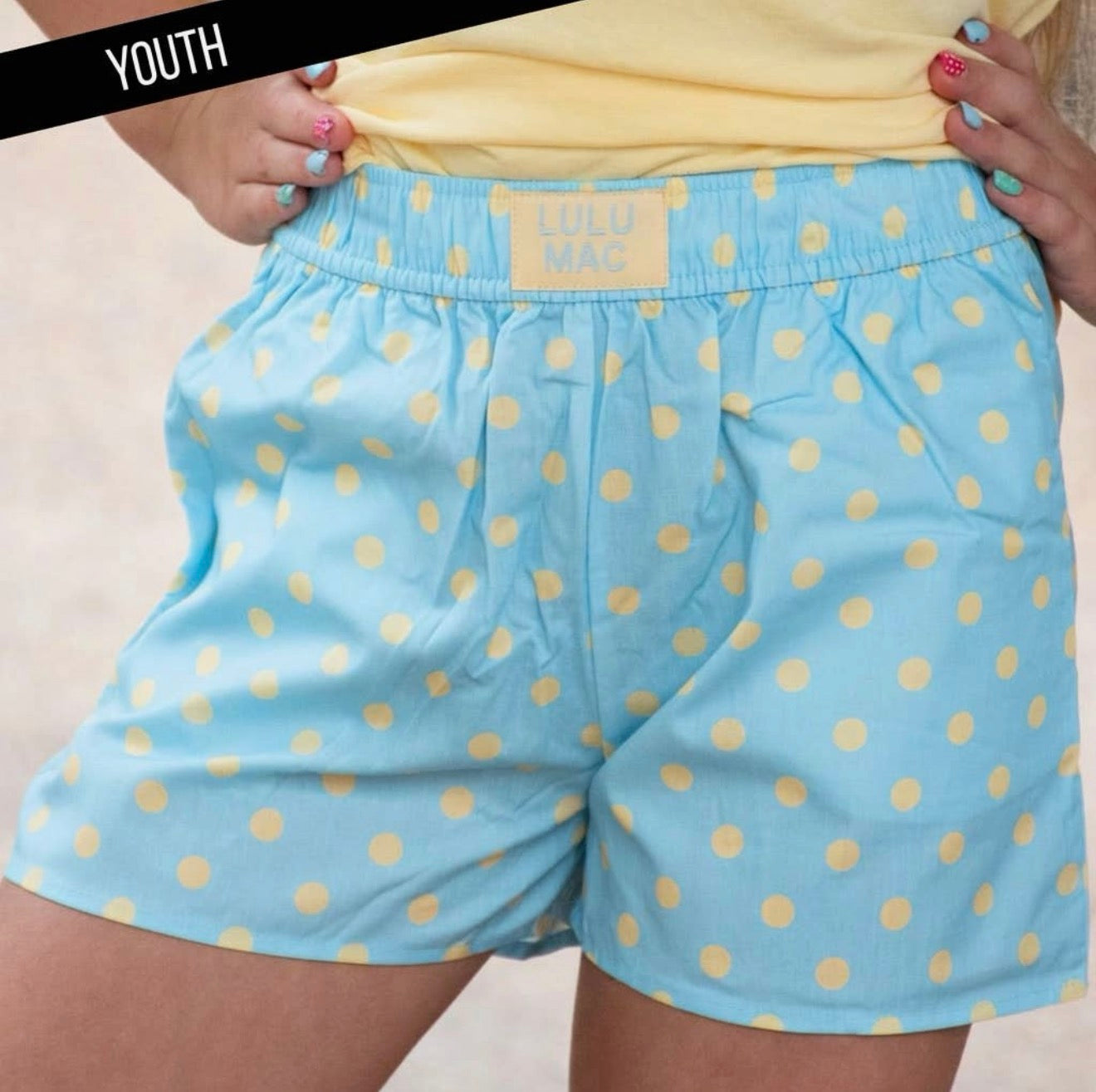 Lulu polka dots light blue / butter shorts