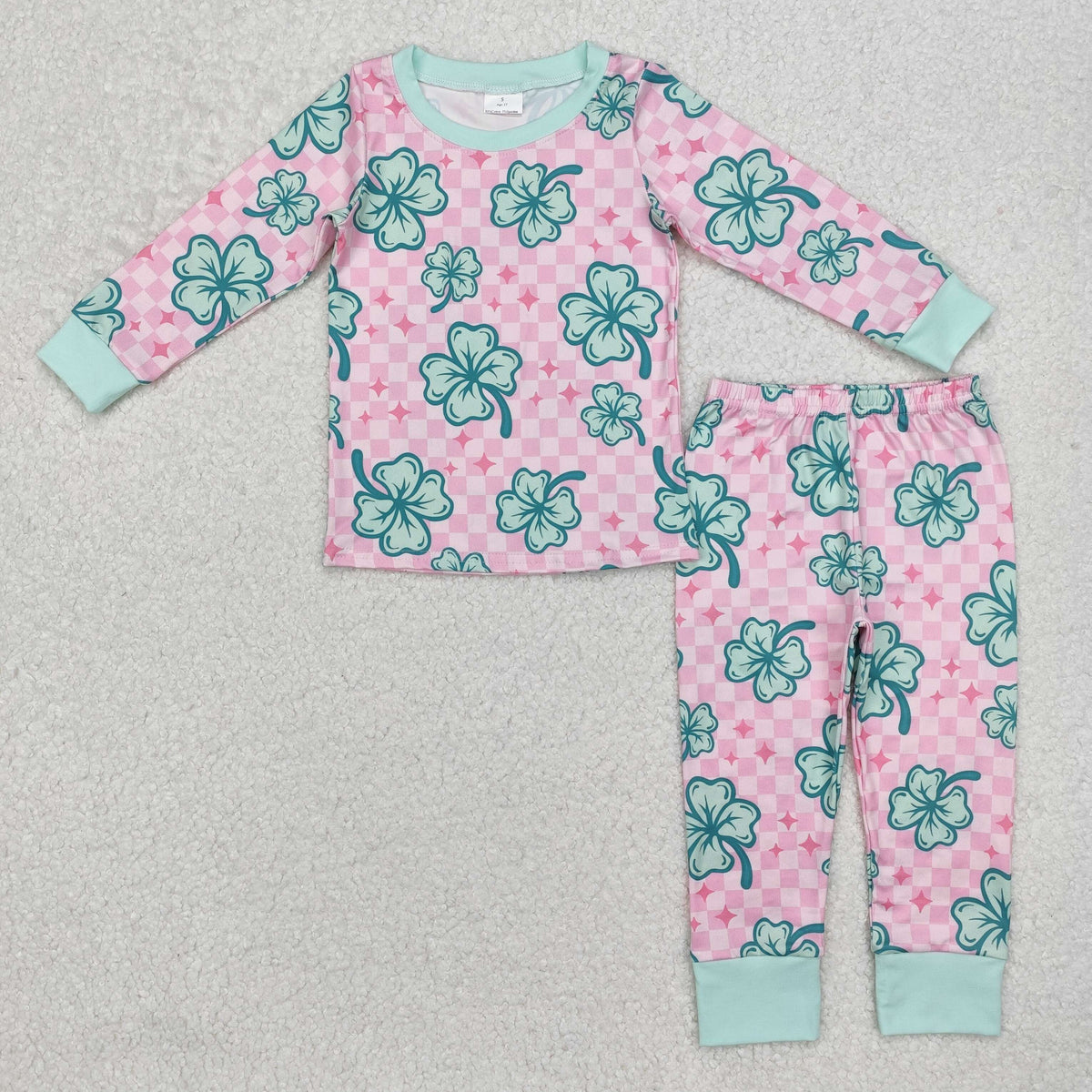 Sibling Baby Girls Clovers Pants St Patrick Pajamas Sets Ruffle Knee Length Dresses