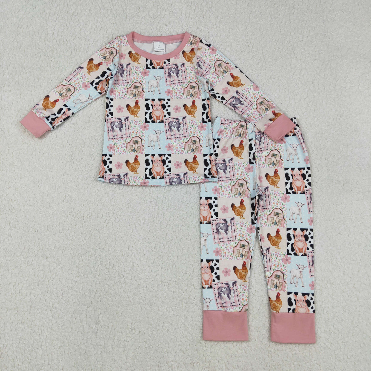 Sibling Baby Girls Cows Chicks Top Pants Farm Pajamas Sets