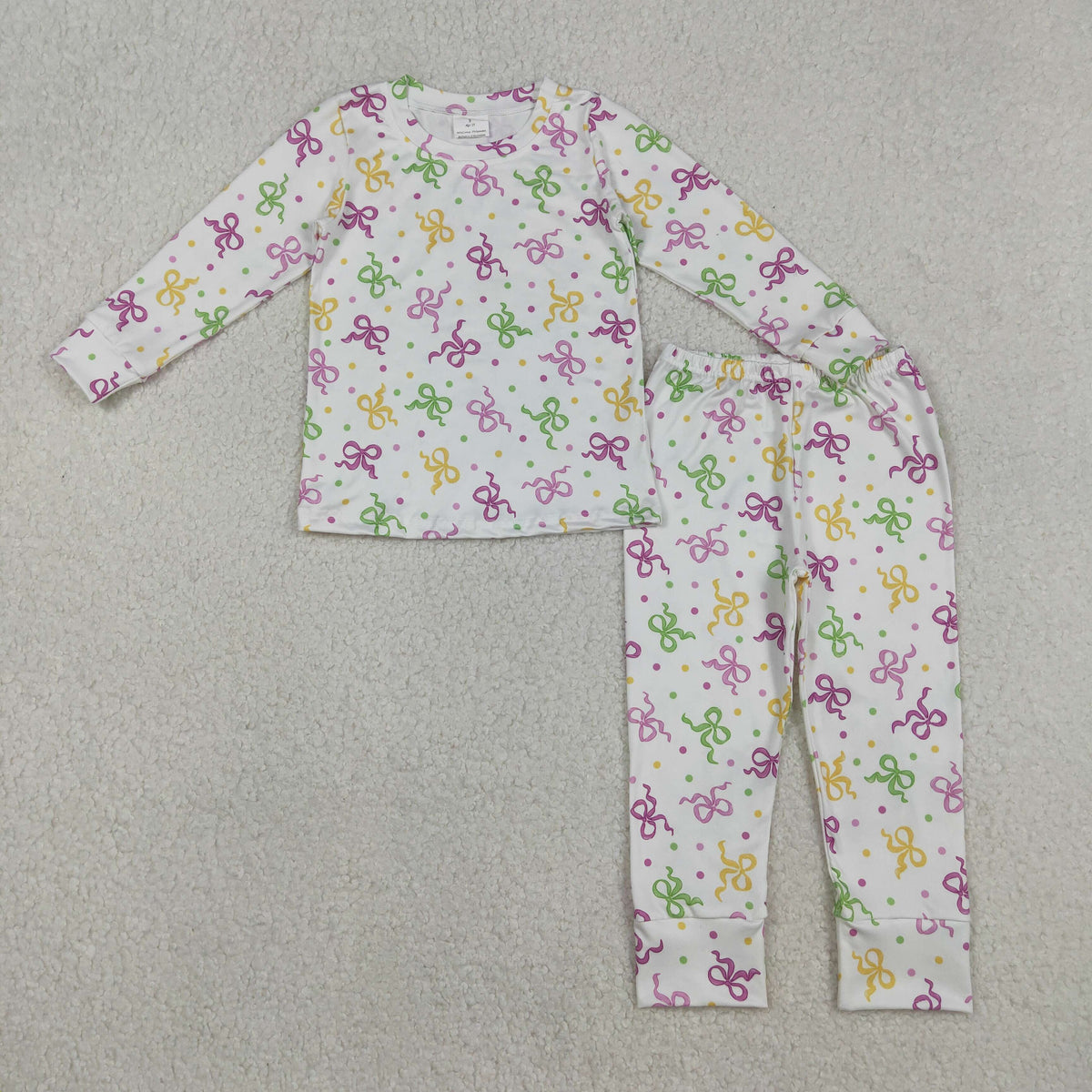 GLP2920 Baby Girls Mardigras Bows Polka Dots Top Pants Pajamas Sets