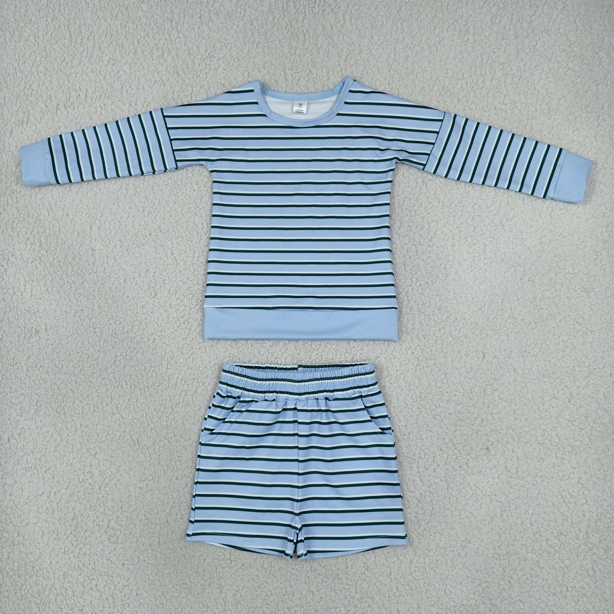 Sibling Baby Girls Long Sleeves Stripe Top Short Yoga Active Clothes Sets