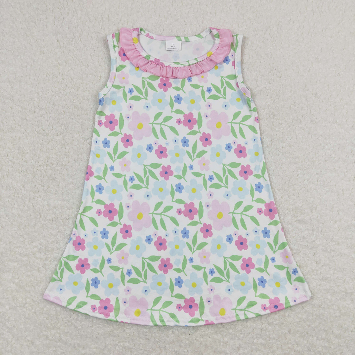 Sibling Baby Girls Flowers Checked Ruffle Knee Length Dresses
