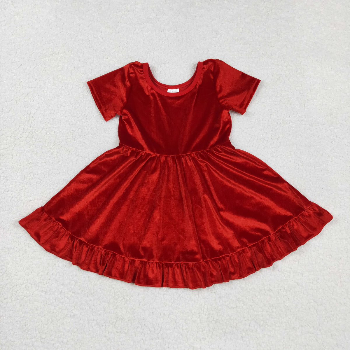 Sibling Baby Girls Christmas Ruffle Velvet Knee Length Dresses