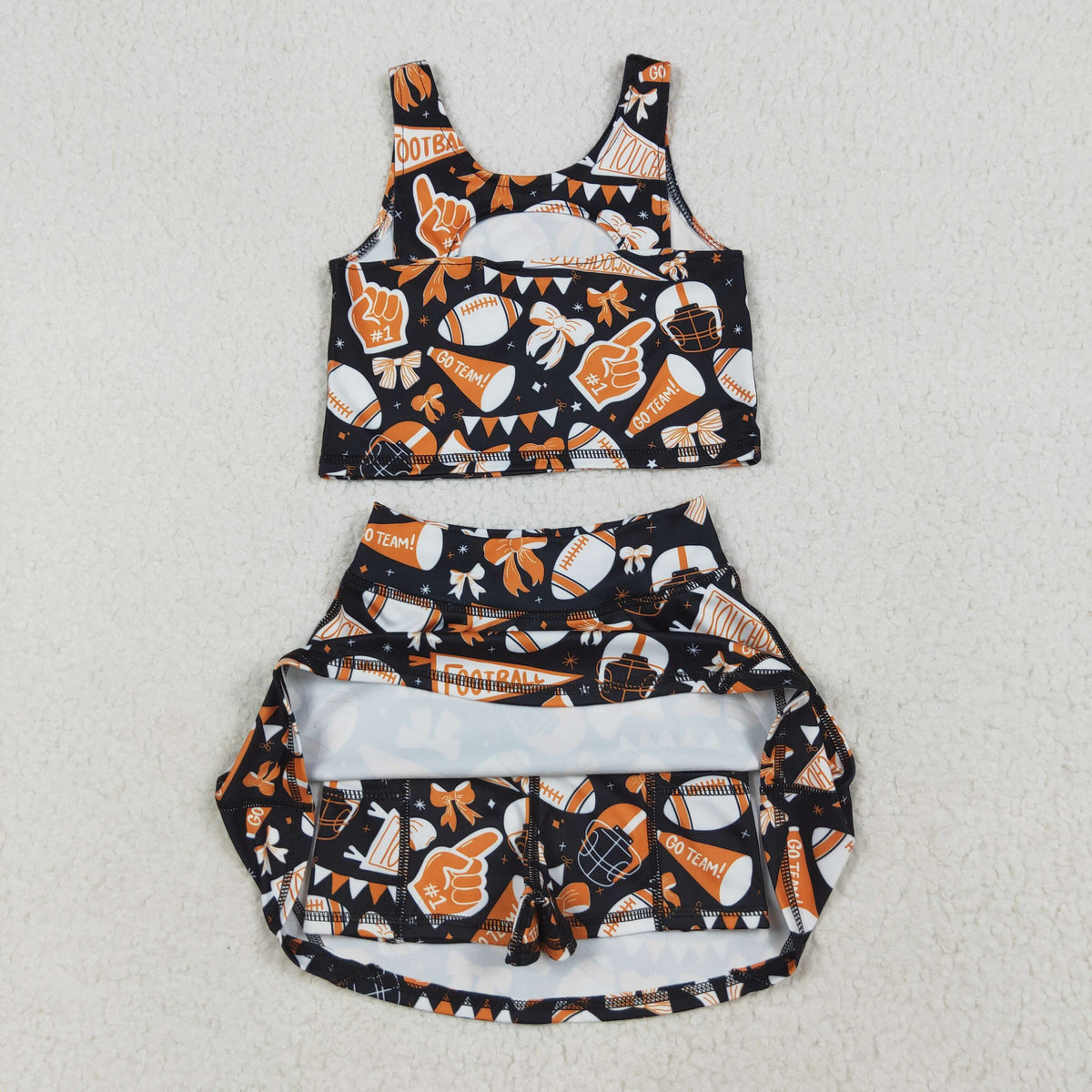 Sibling Baby Girls Sleeveless Bows Cheer Plaid Yoga Athletic Skorts Team Sets Knee Length Dress