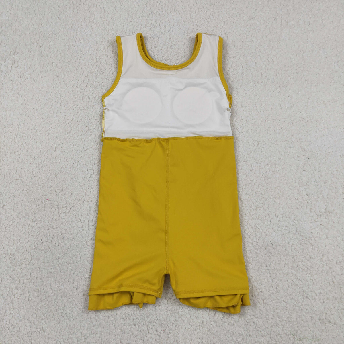GSD3031 Baby Girls Deep Yellow Sleeveless Yoga Active Short Ruffle Knee Length Dress