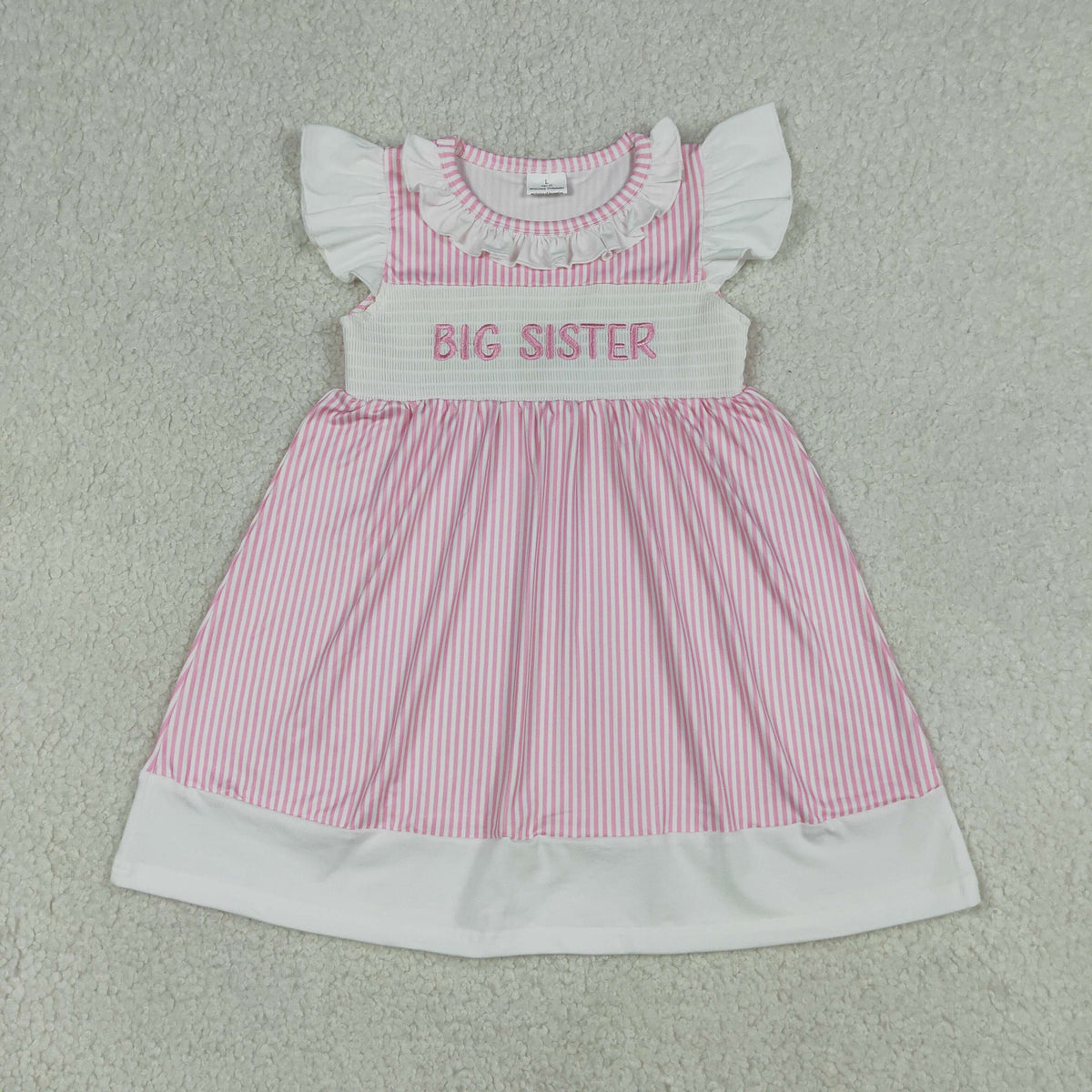 Sibling Baby Girls Flutter Sleeve Smocked Big Sister Knee Length Dresses