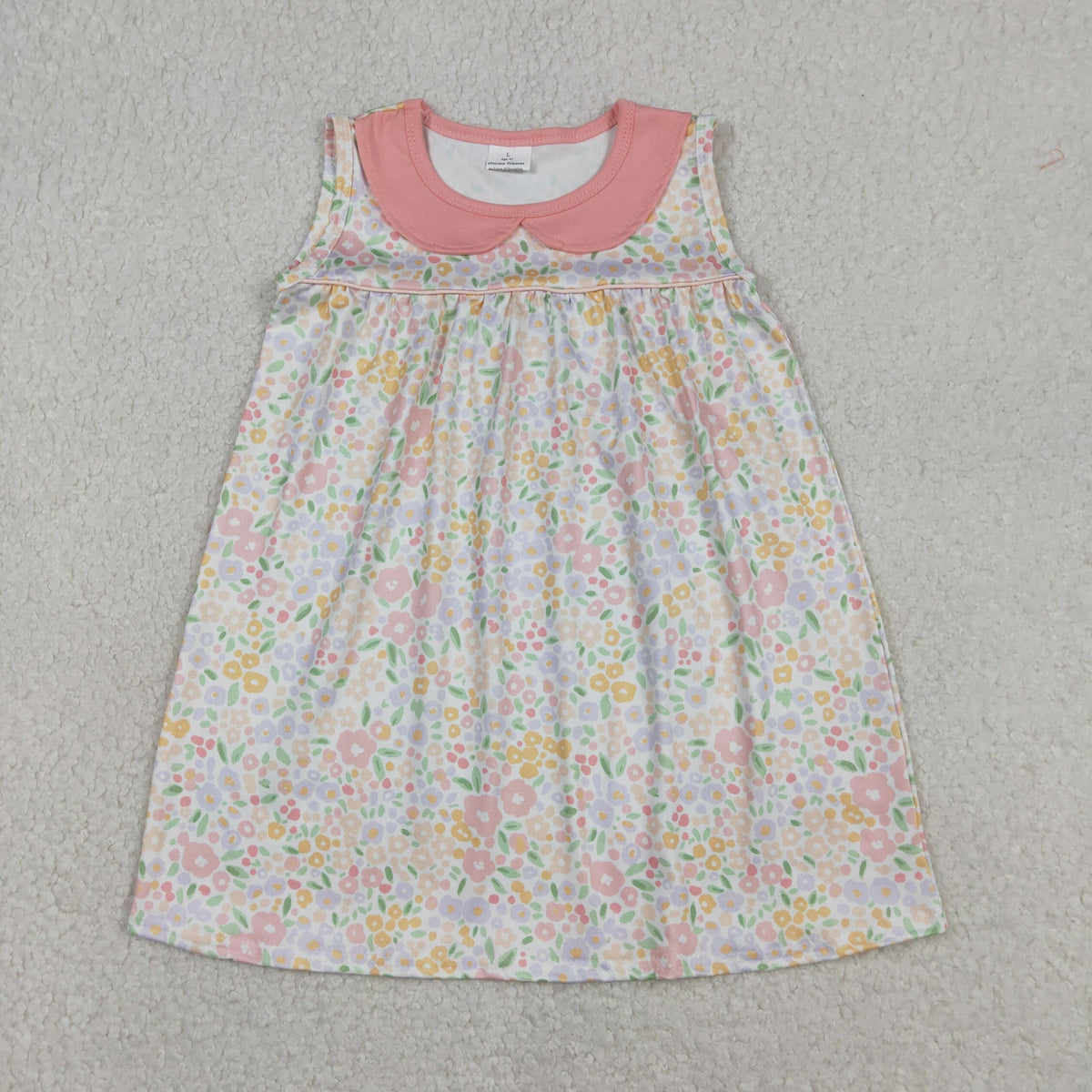 GSD3226 Baby Girls Sleeveless Peach Flowers Collar Knee Length Dresses