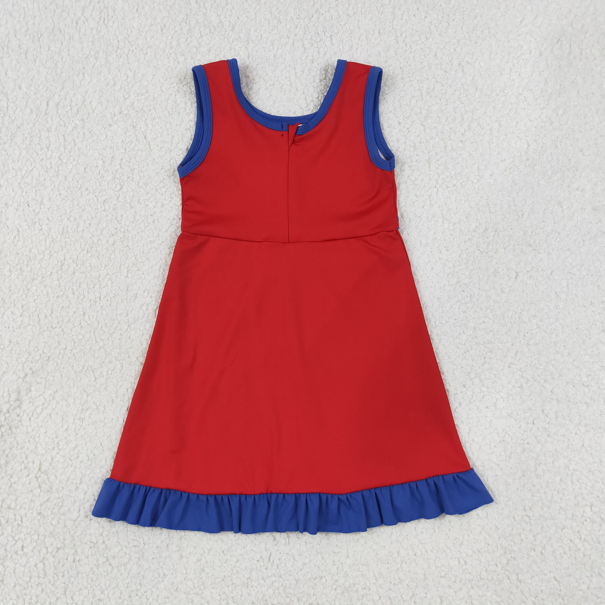 GSD4132 Baby Girls Red Hot Blue Back Zip Yoga Active Short Ruffle Knee Length Dress