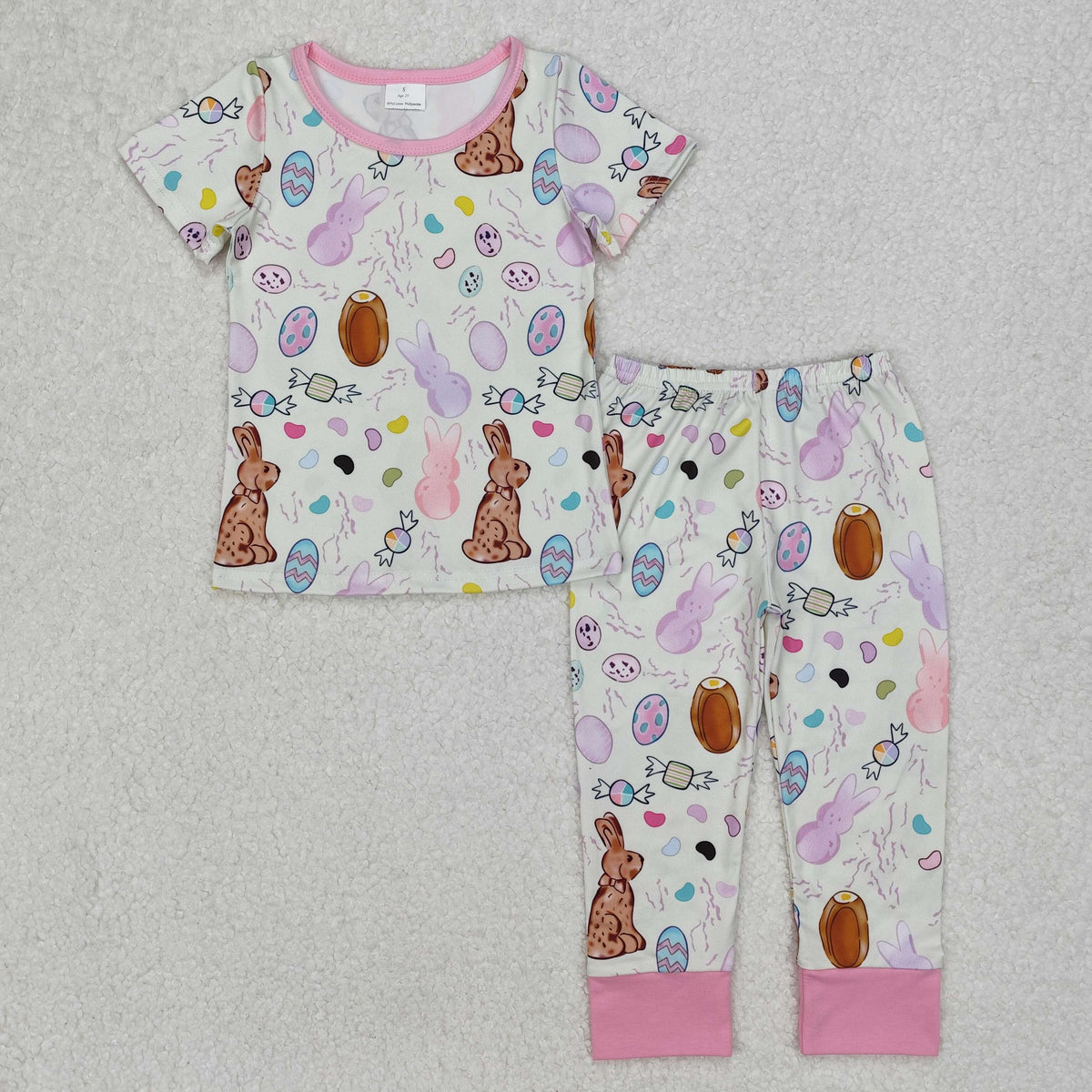 GSPO1960 toddler girl clothes bunny girl easter spring fall pajamas set