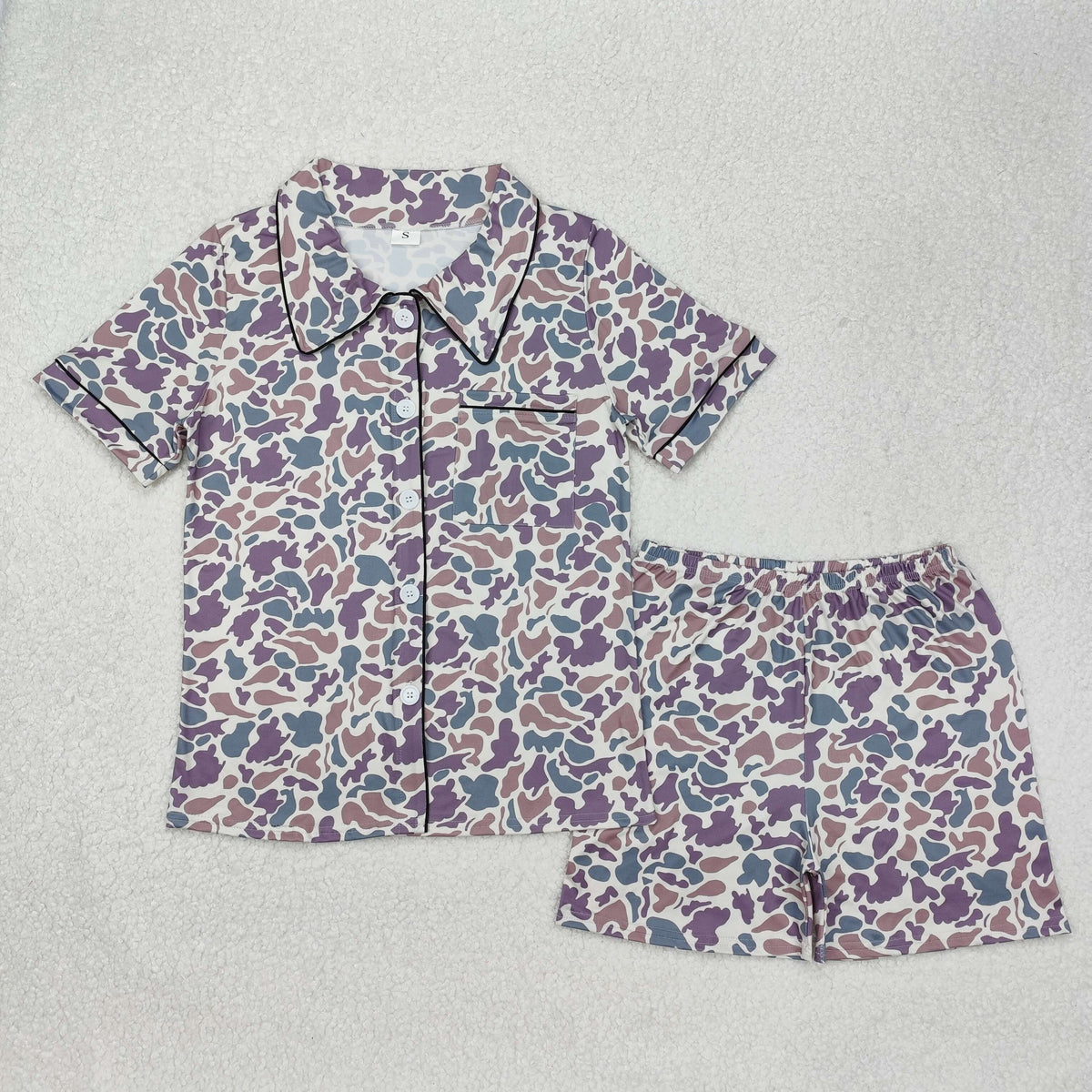 Sibling Adult Women Southern Hunting Ducks Camo Button Pockets Top Shorts Pajamas Set