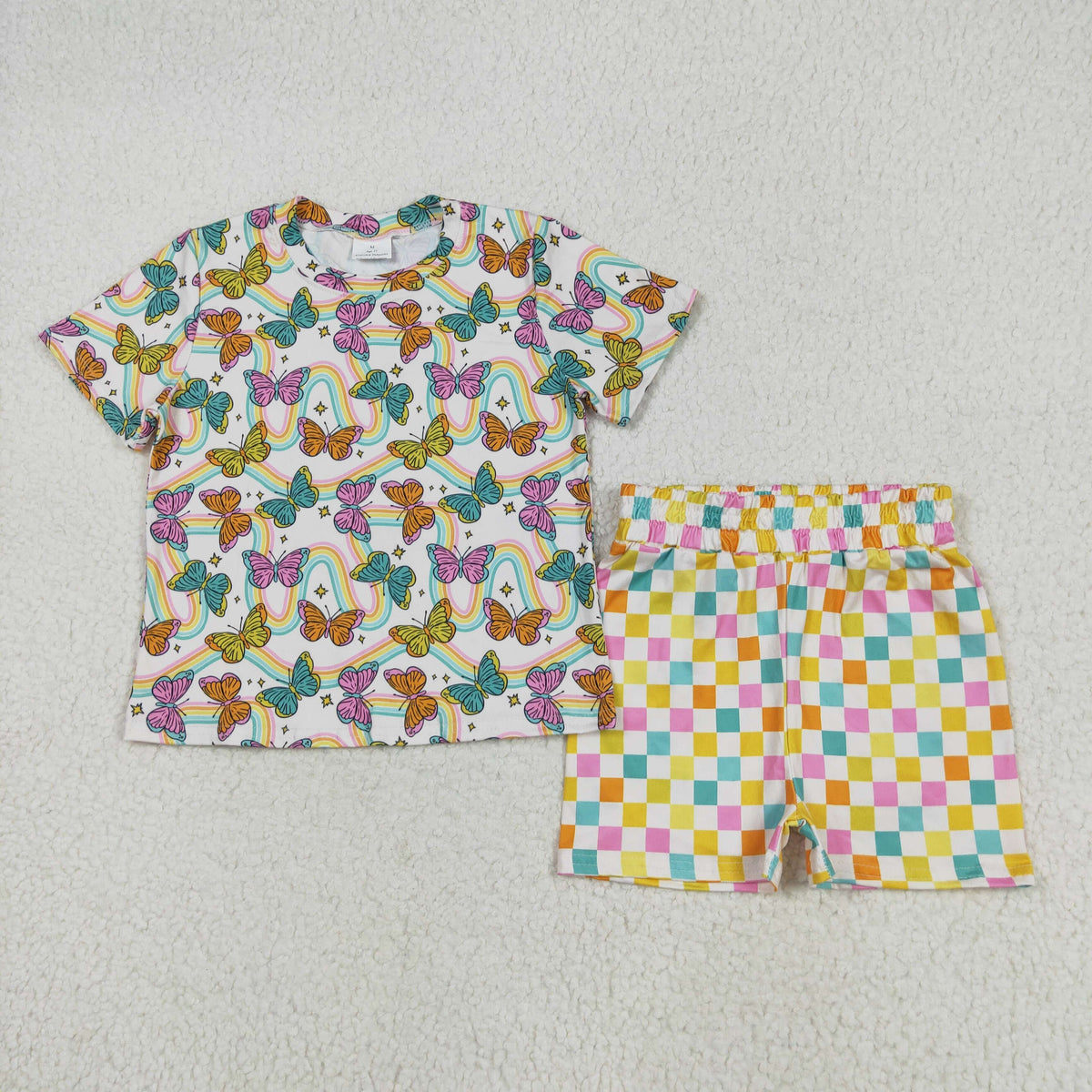 Sibling Baby Girls Short Sleeves Daisy Flowers Butterfly Top Short Pajamas Sets