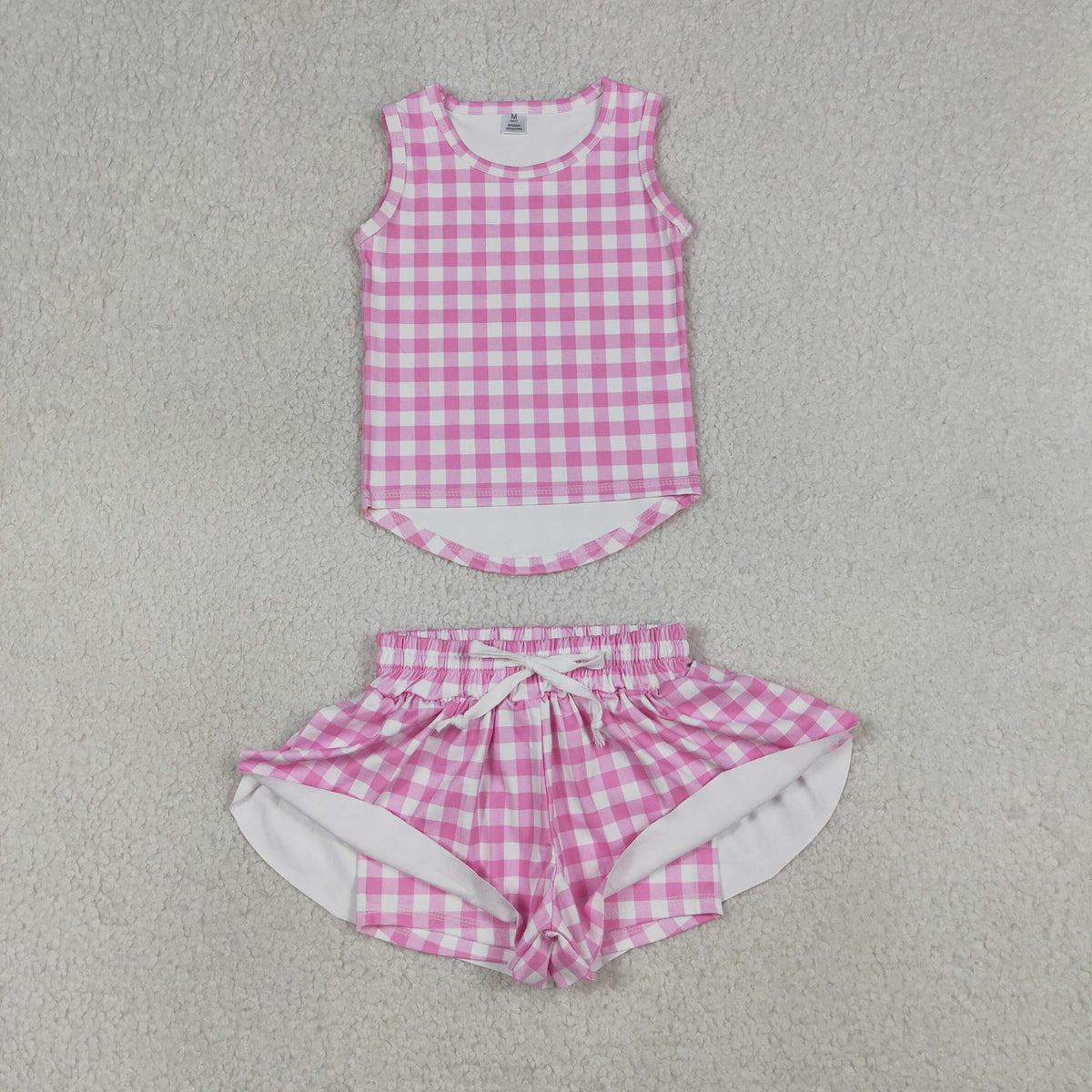 Sibling Baby Girls Checked Vest Top Butterfly Shorts Yoga Active Clothes Sets