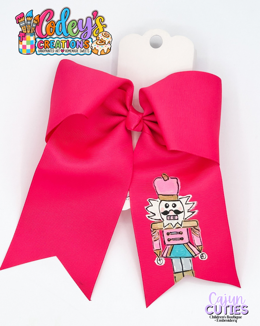 Sugar Plum Nutcracker Hand-Painted Bow