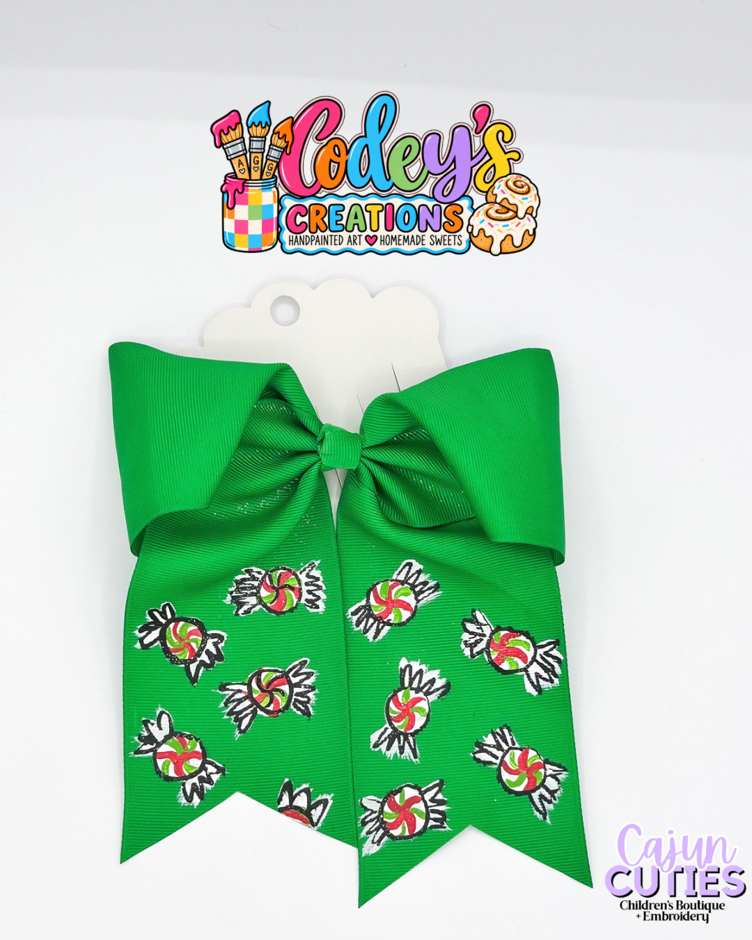 Peppermint Sweeties Hand-Painted Bow