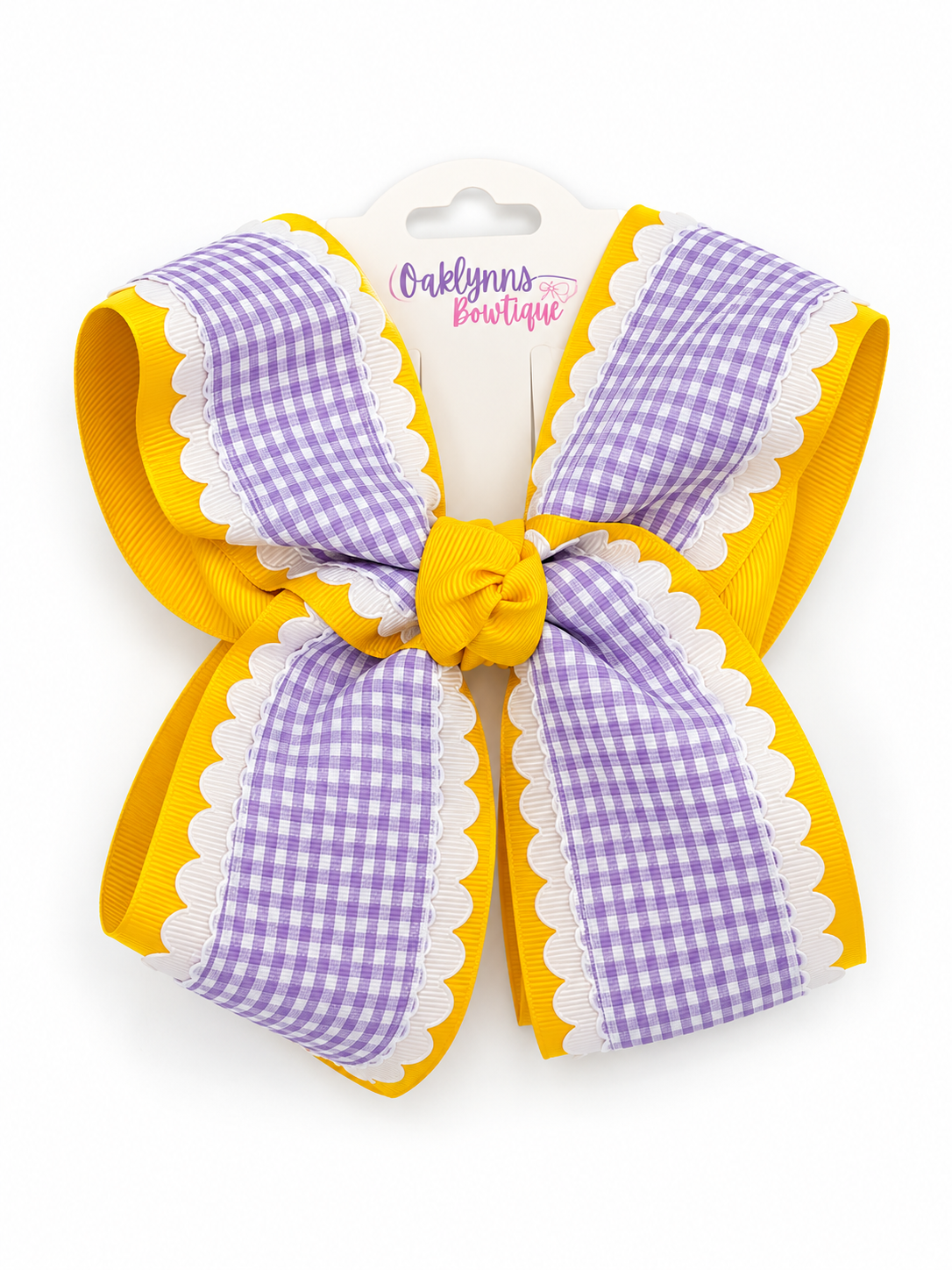 Purple and Gold gingham Hair Bow