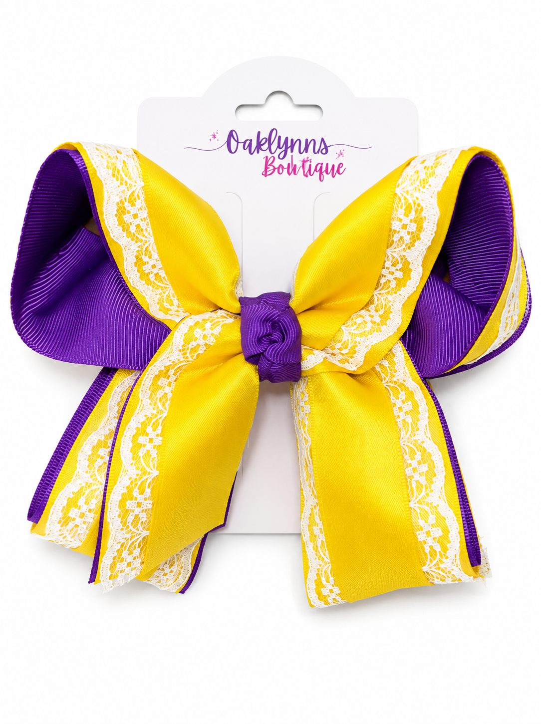 Purple gold & White Lace Bow