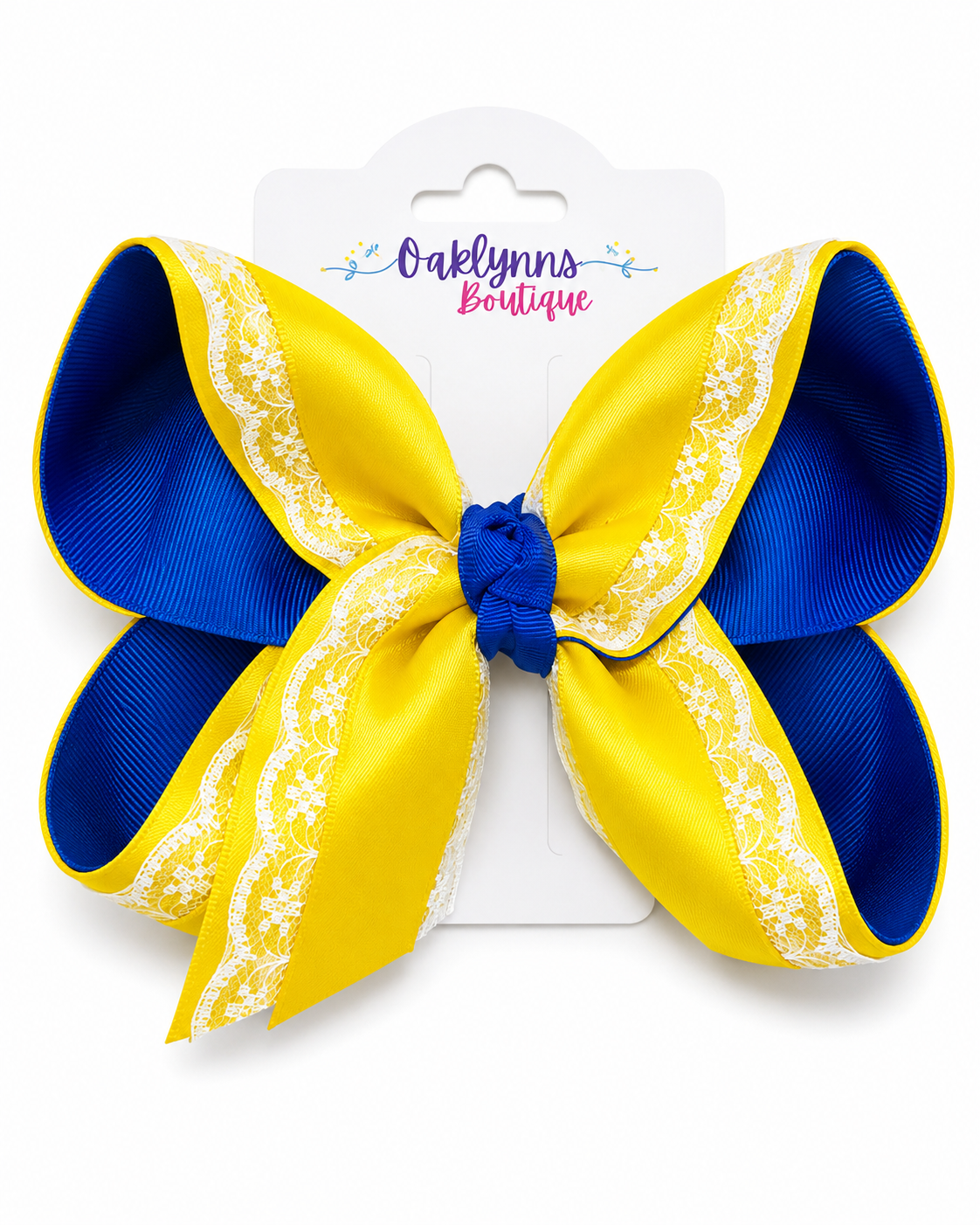 Blue gold & White Lace Bow