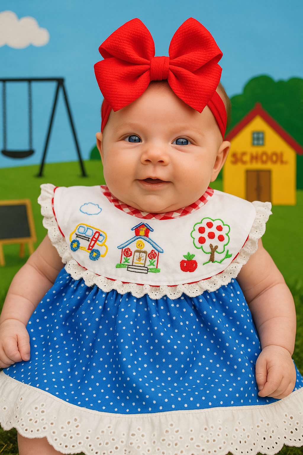 Back to School Smocked Dress – Hand Embroidered
