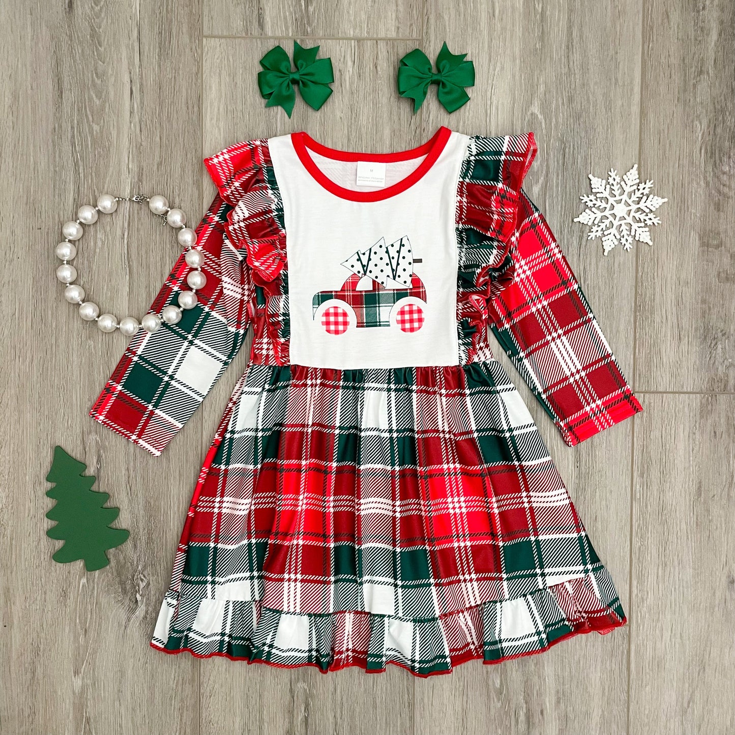 Plaid Christmas Tree Truck Boutique Dress