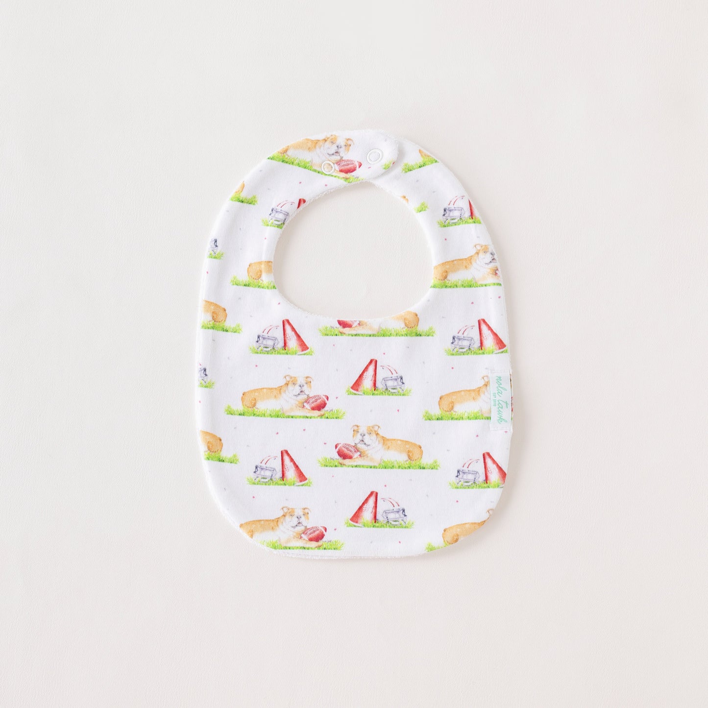Tan Bulldog Mascot Mania Organic Cotton Baby Bib