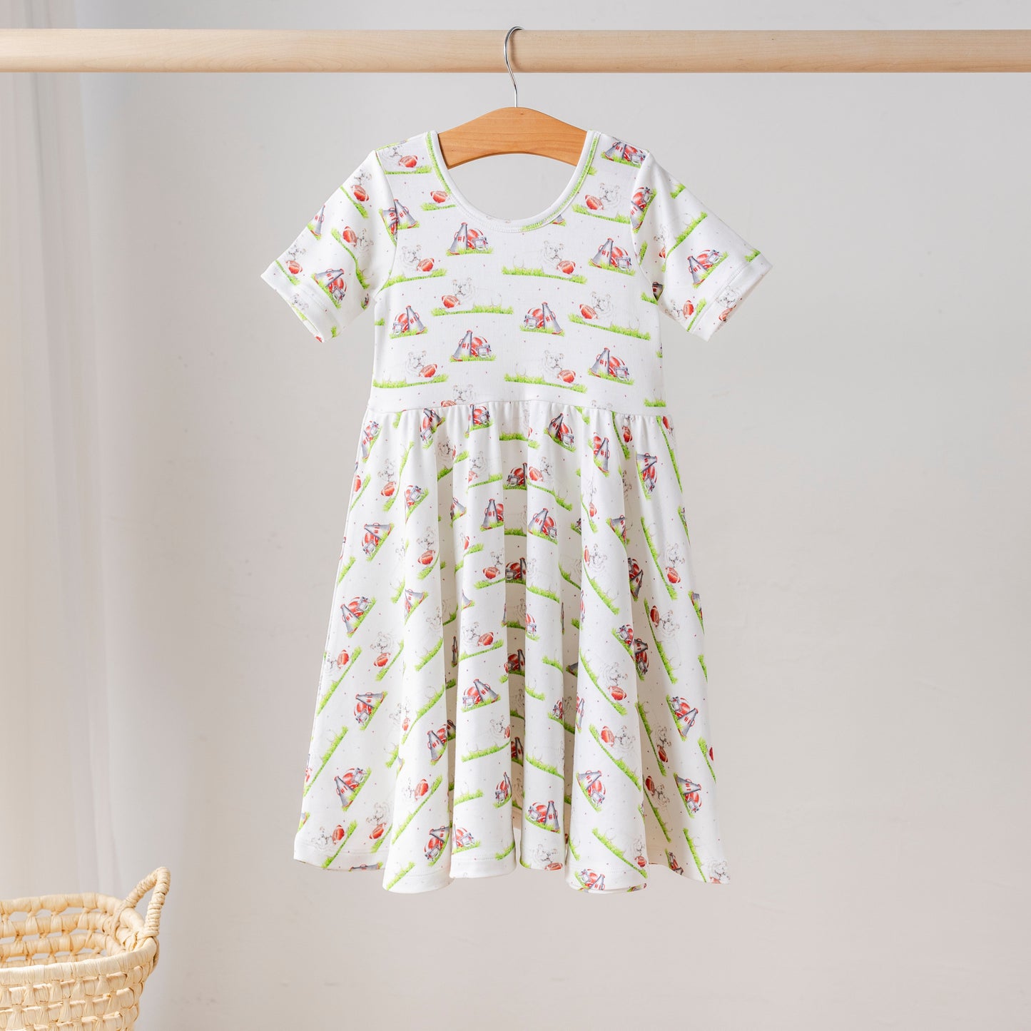 White Bulldog Mascot Mania Organic Cotton Dress for Kids