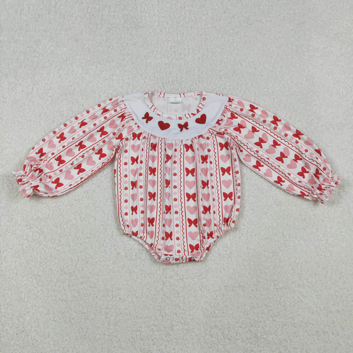 Sibling Baby Girls Embroidery Hearts Bows Tunic Ruffle Pants Knee Length Dress Ruffle Rompers