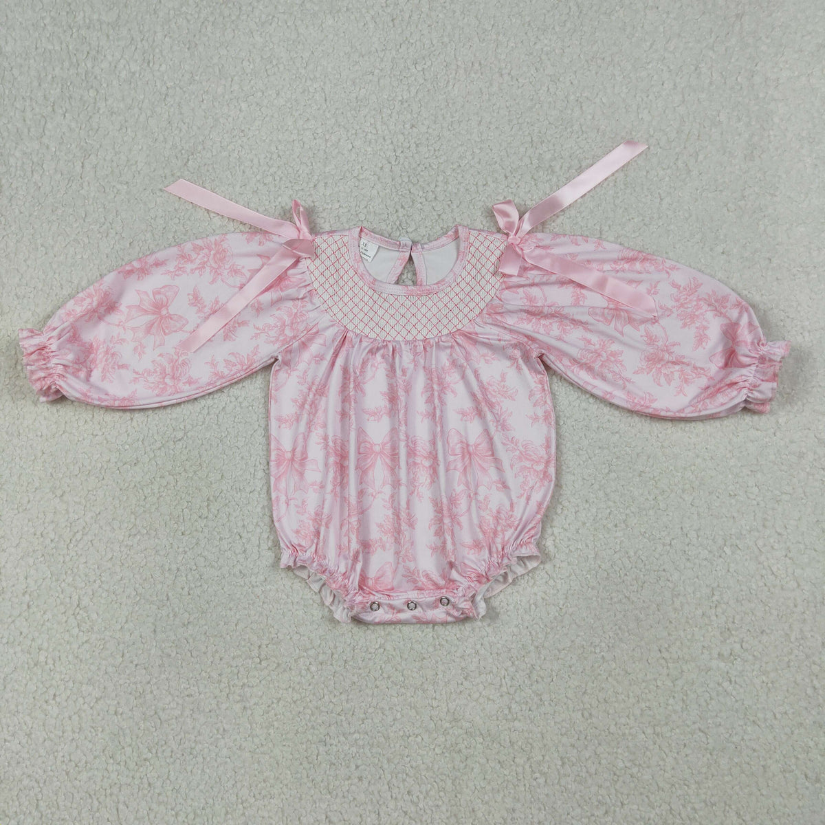 Sibling Smocked Checked Baby Girls Short Sleeve Colorful Bows Flowers Ruffle Rompers