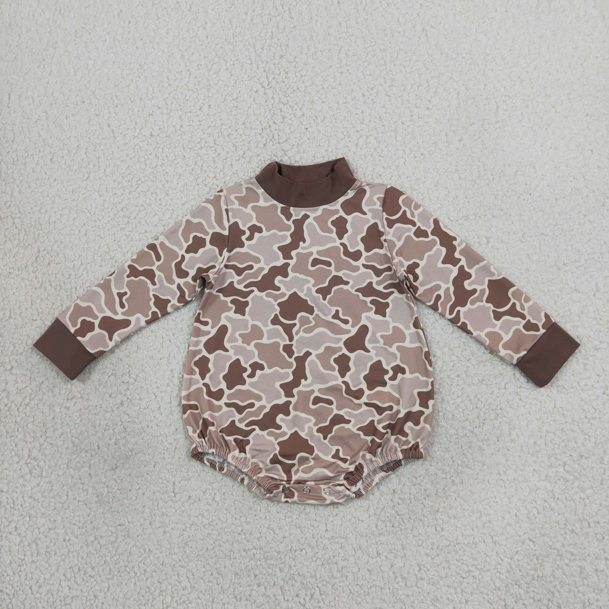 Mama and Me Girls Long Sleeves Khaki Brown Camo Choker T-shirt Top Rompers
