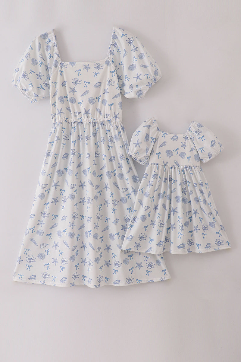 blue sea shell dress Mireille Dress