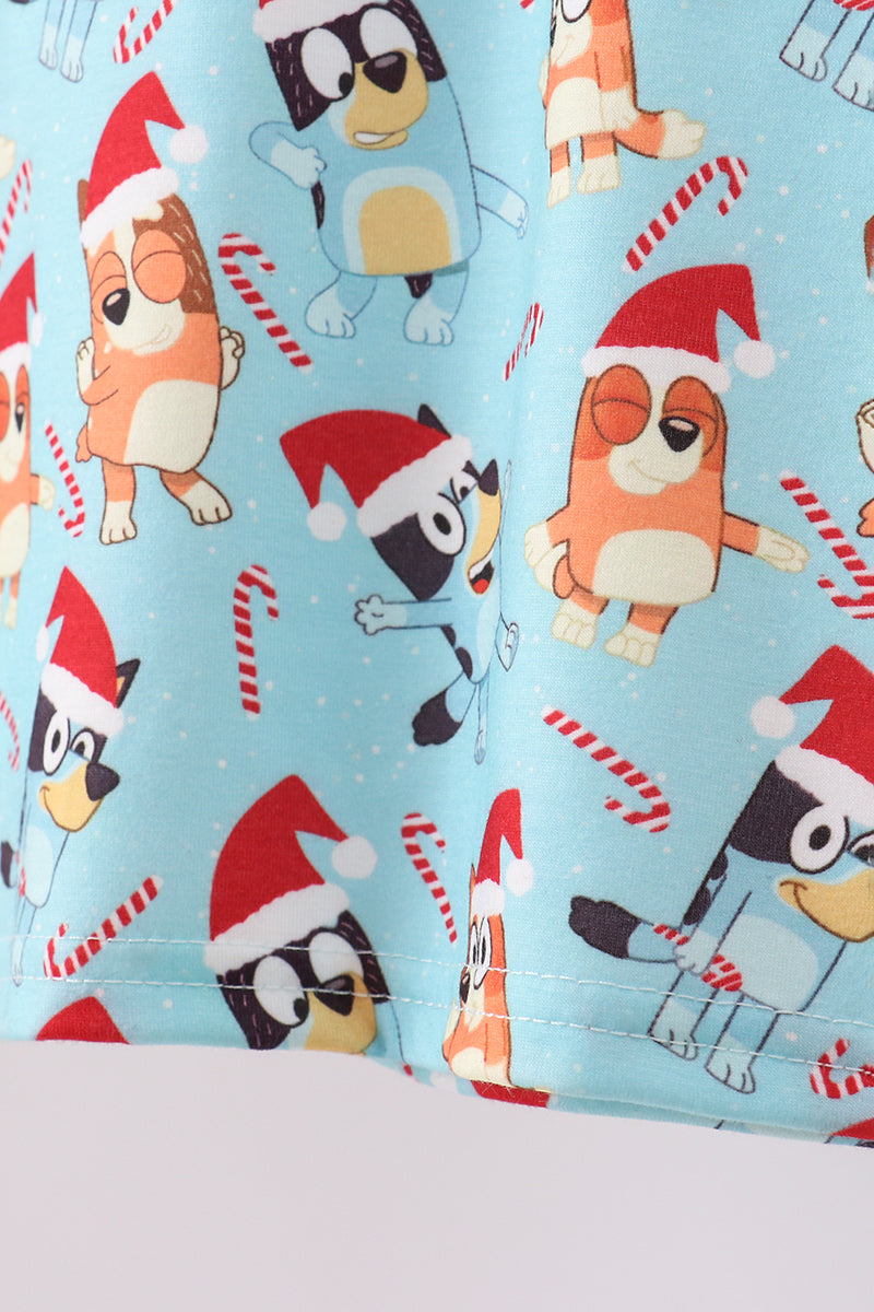 Blue christmas character print pajamas pants set