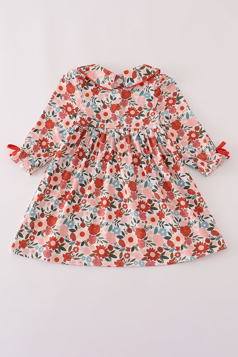 Fox embroidery floral print dress