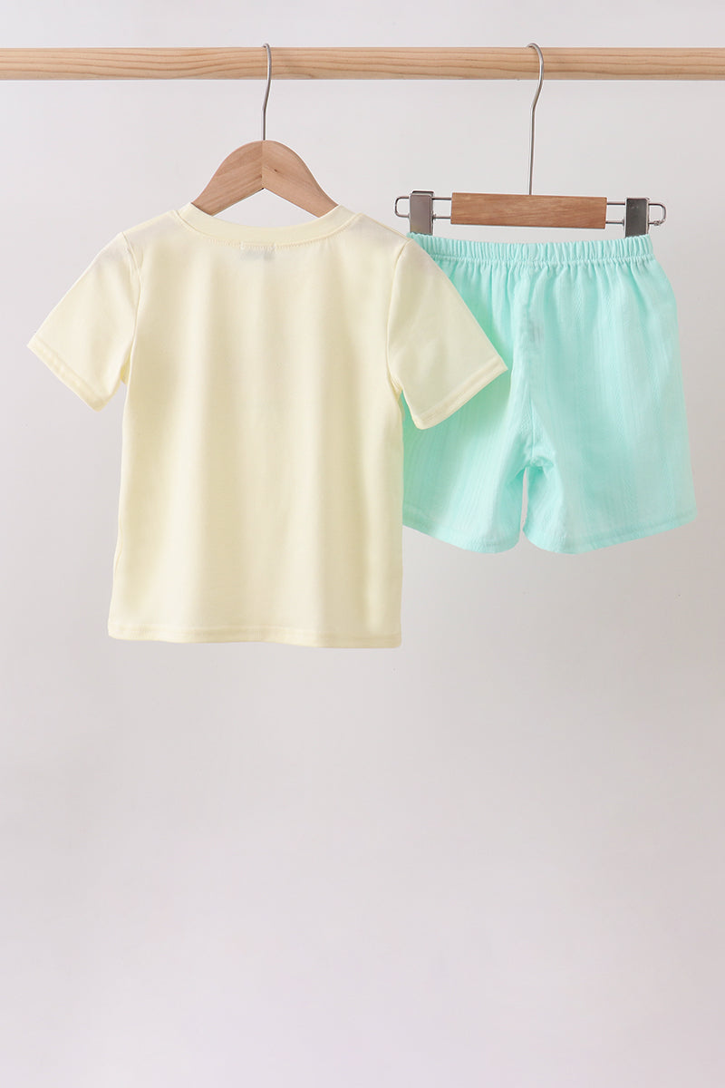 Green Marine Embroidered Jacquard Set